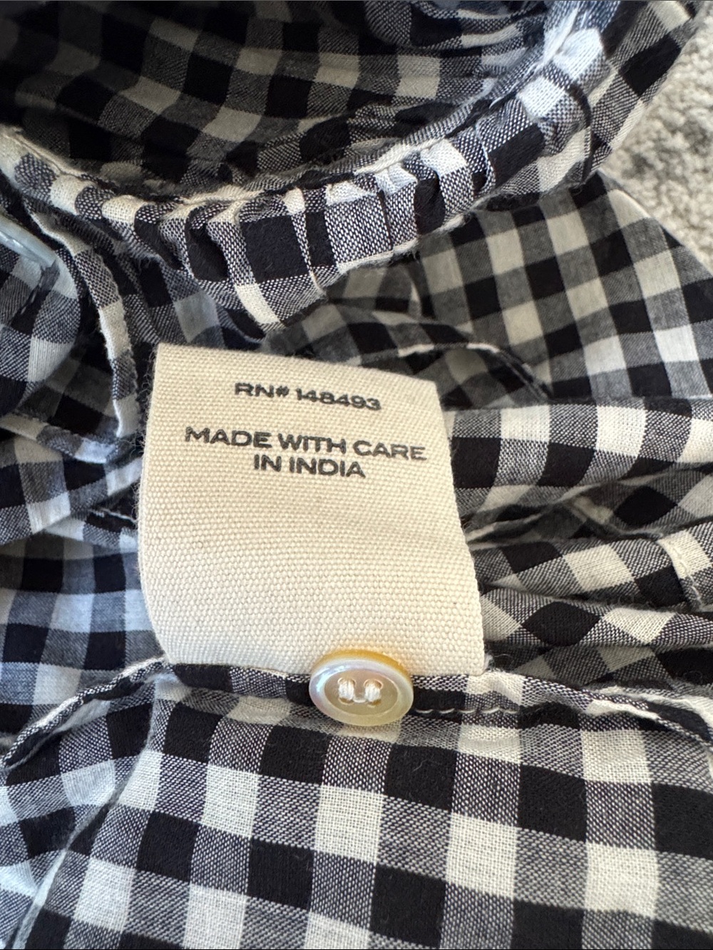 Rare DÔEN Seychelles Gingham Ruffle Organic Cotton Long Sleeve Blouse Size M - Picture 8 of 8